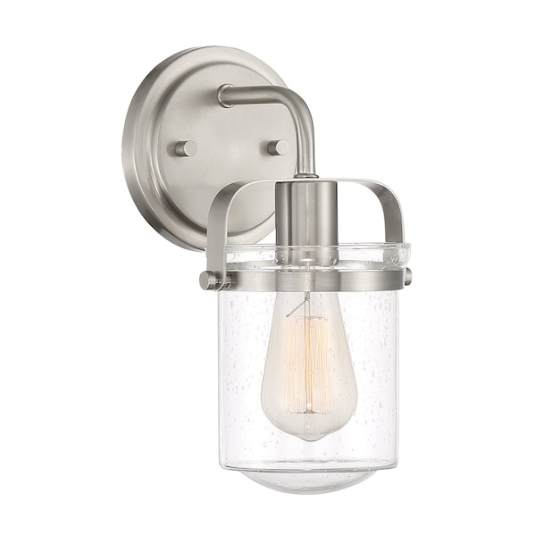 Designers Fountain Jaxon 6in 1-Light Brushed Nickel Industrial Indoor Vanity with Clear Seedy Glass Shade 90601-BN - main
